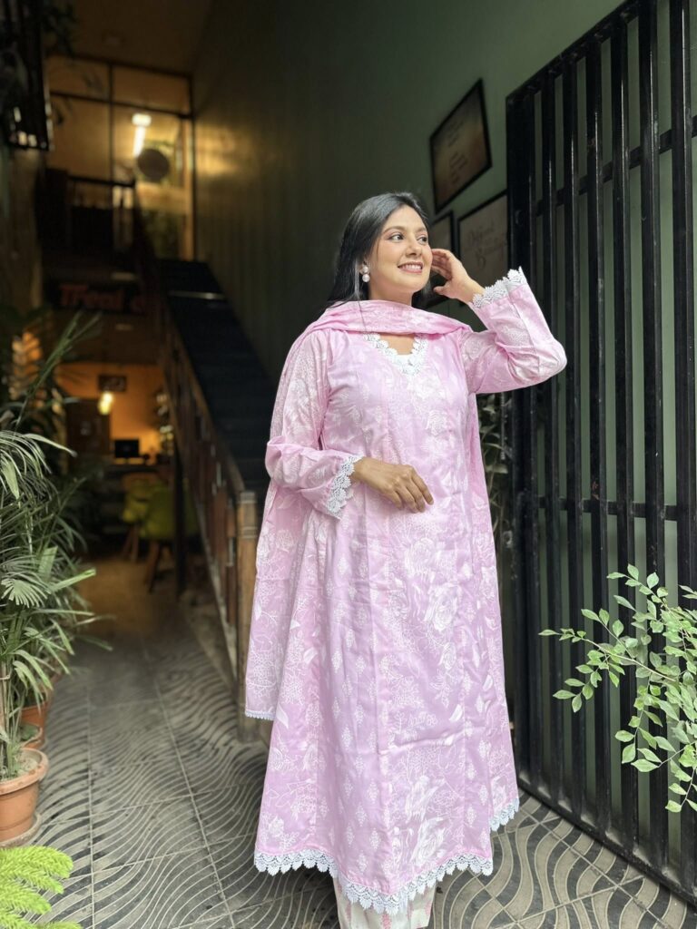 Anarkoli round dress .Dupatta+ pant/shalwar/ pallazo